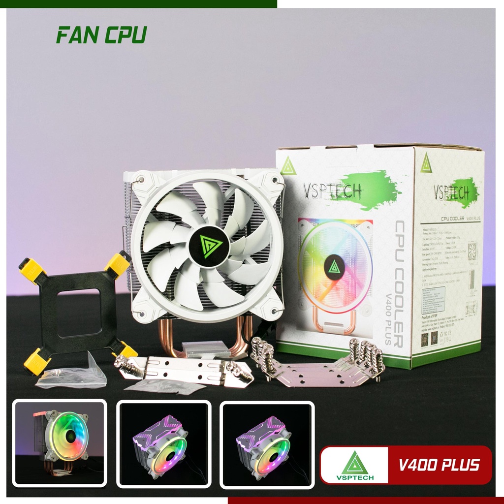 Quạt Tản Nhiệt CPU, Tản Nhiệt Khí CPU Máy Tính Bàn, AMD, Intel, 2U/4U, Fan 12Cm, Led RGB Và ARGB, Chính Hãng VSP, BH 2T