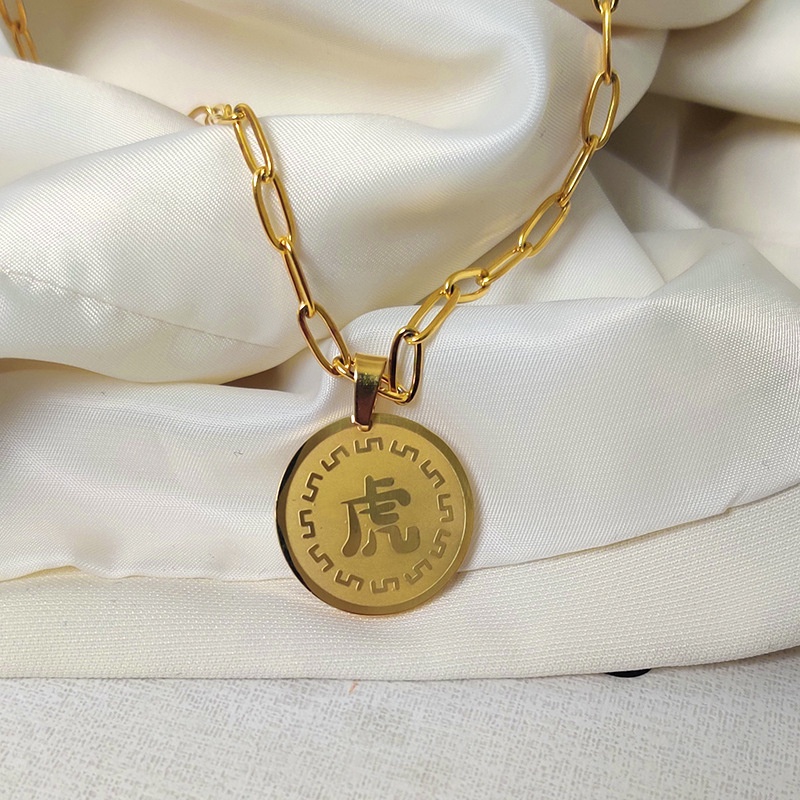 Dây Chuyền Mặt Con Hổ 19315 Phong Cách Retro Hàn Quốc