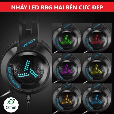 Tai Nghe Máy Tính Chụp Tai Chuyên Game V2000 Phiên Bản Nâng Cấp GNET H3T Siêu Đẹp, Âm Siêu Hay