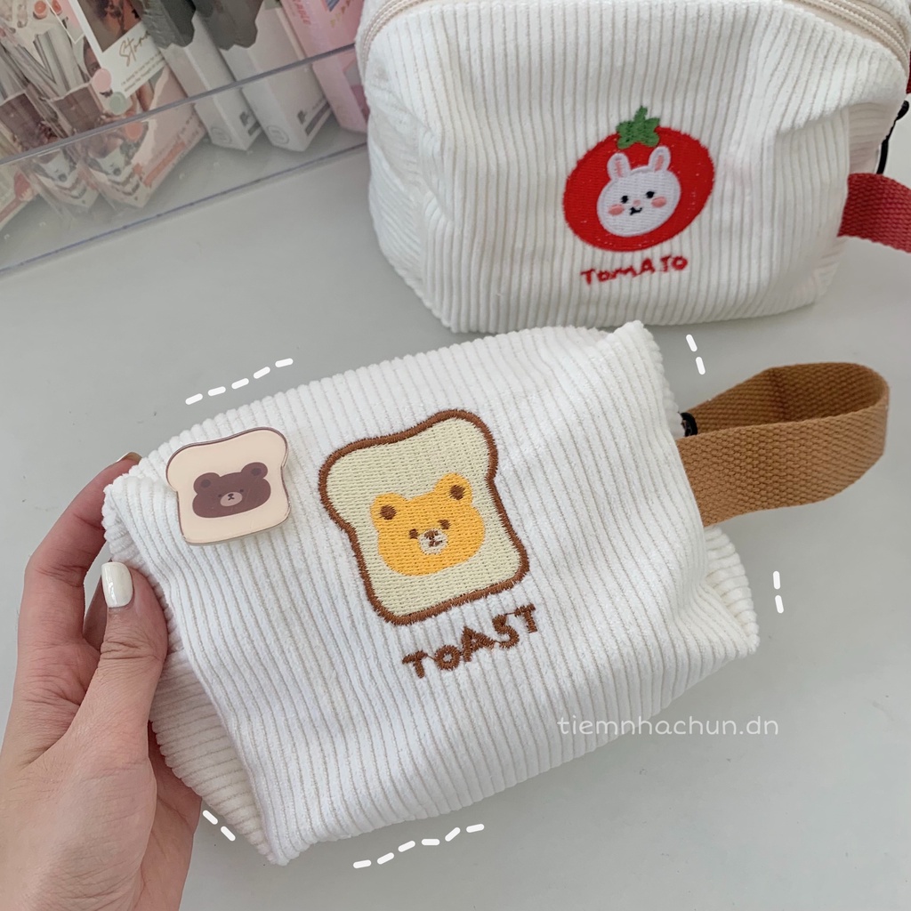 TÚI BÚT VẢI TOAST BREAD PENCIL POUCH VINTAGE DUNG TÍCH LỚN (ảnh thật) - Tiệm nhà Chun