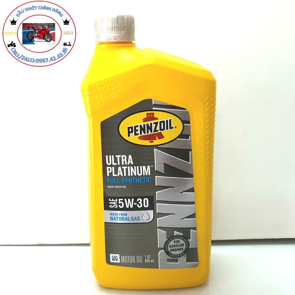 Nhớt Pennzoil Ultra Platinum 4T 5w30( 1QUARZT=946ML) SẢN XUẤT TẠI MỸ.