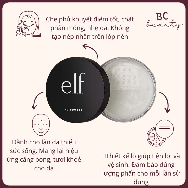 [CAM KẾT CHÍNH HÃNG Phấn phủ E.L.F High Definition Powder kiềm dầu làm mờ lỗ chân lông cho lớp nền mịn màng