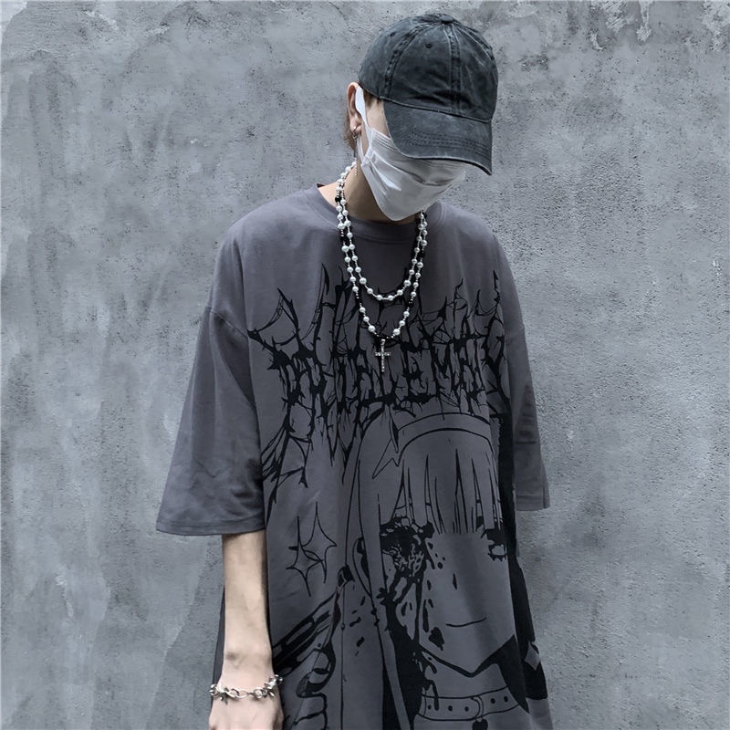 Áo thun MMIOT in họa tiết hoạt hình phong cách harajuku gothic Nhật Bản thời trang 2023 oversize