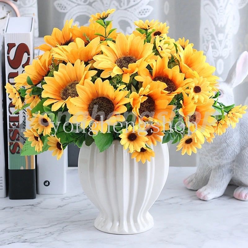 Bó Hoa Hướng Dương Giả Bằng Lụa Dùng Trang Trí DIY