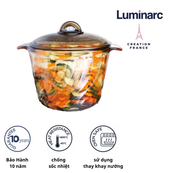 [Mã BMLT300 giảm 10% đơn 499K] Nồi Thuỷ Tinh Luminarc Amberline Trianon 3.5L LUTRD2795