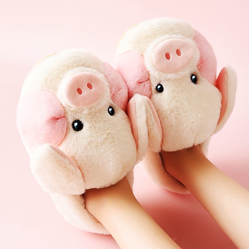 Dép bôn đi trong nhà hình chú heo dễ thương, Dép bông hình chú heo đi trong nhà chống trơn trượt bông kịn và đẹp