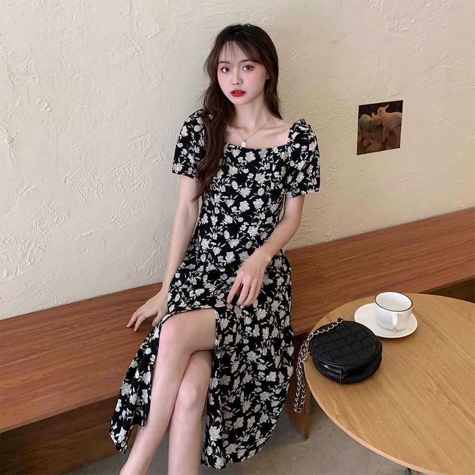 NRVP MỚI Đầm ngắn tay ôm eo phong cách Pháp cho nữ sinh