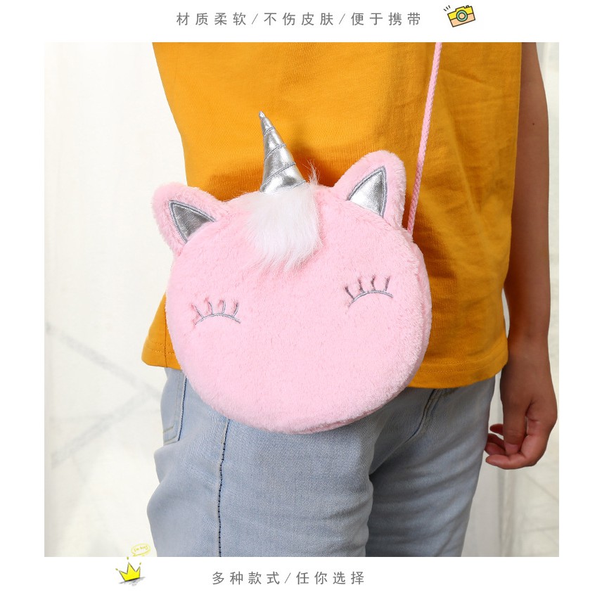 Túi đeo chéo mini dễ thương hình KỲ LÂN UNICORN phong cách Hàn Quốc cho bé gái TX28