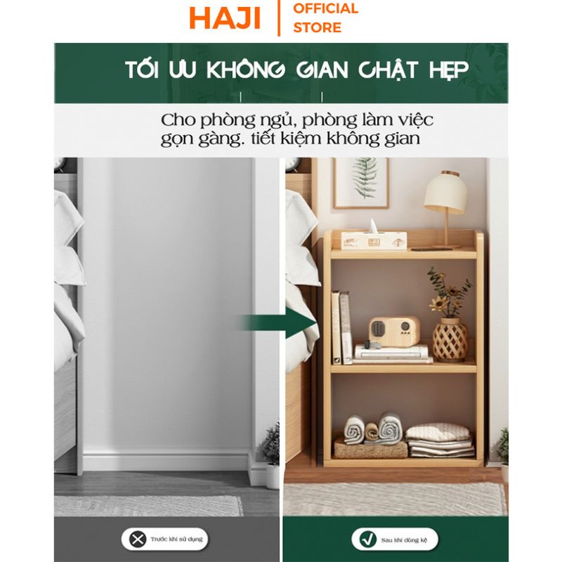 Giá sách gỗ mini thương hiệu HAJI kết hợp tab đầu giường đa decor góc phòng ấn tượng A156