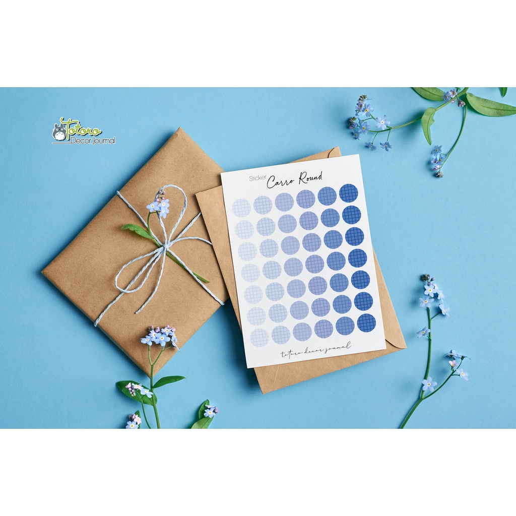 Sticker caro tròn màu patel dễ thương