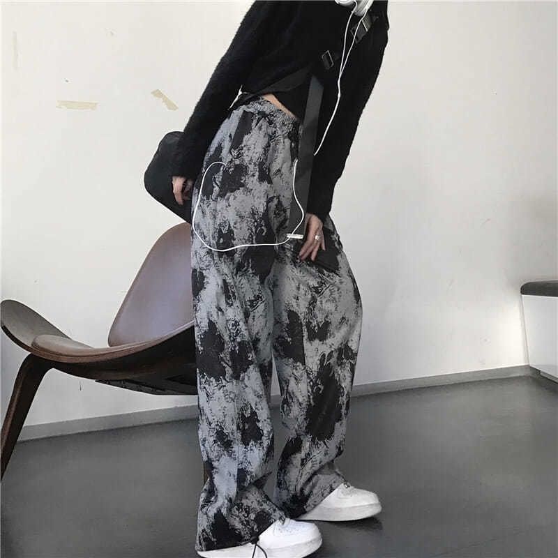Quần Baggy Ống Rộng Nhuộm Màu Phong Cách Đường Phố