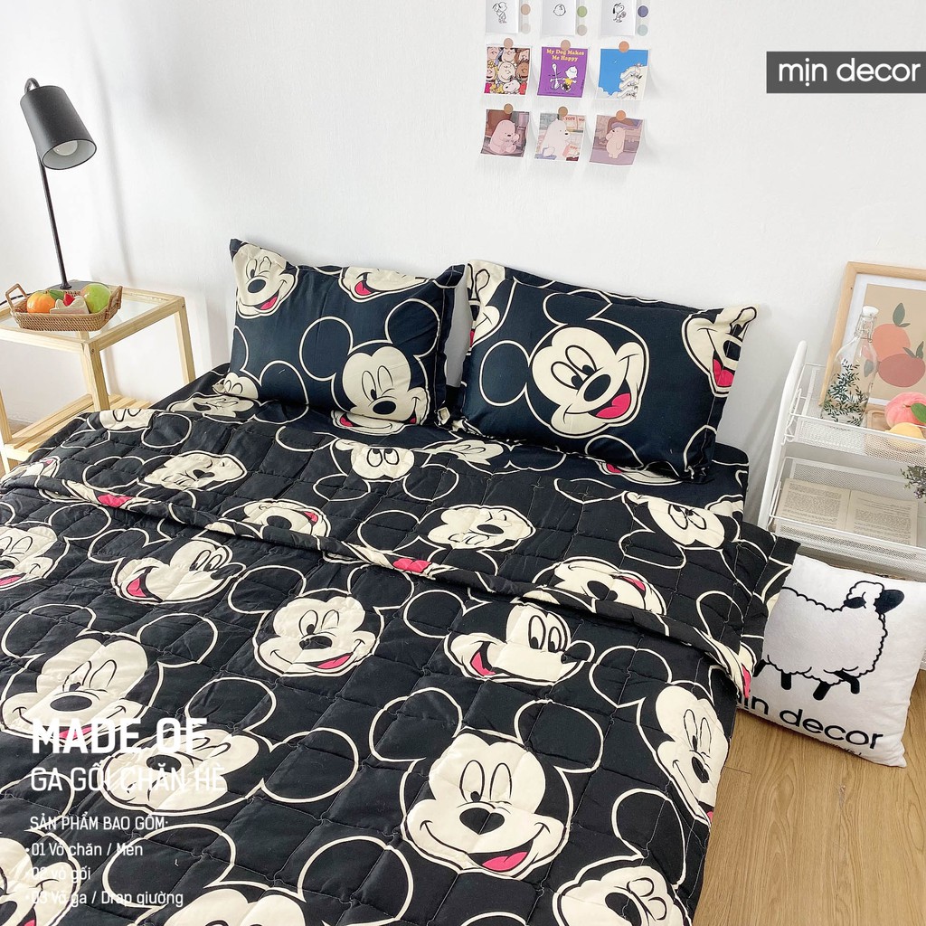 [2021] Bộ chăn ga gối Cotton 3D Mịn Decor - Bộ ga giường chăn trần bông mùa hè mềm mịn MIỄN PHÍ bo chun