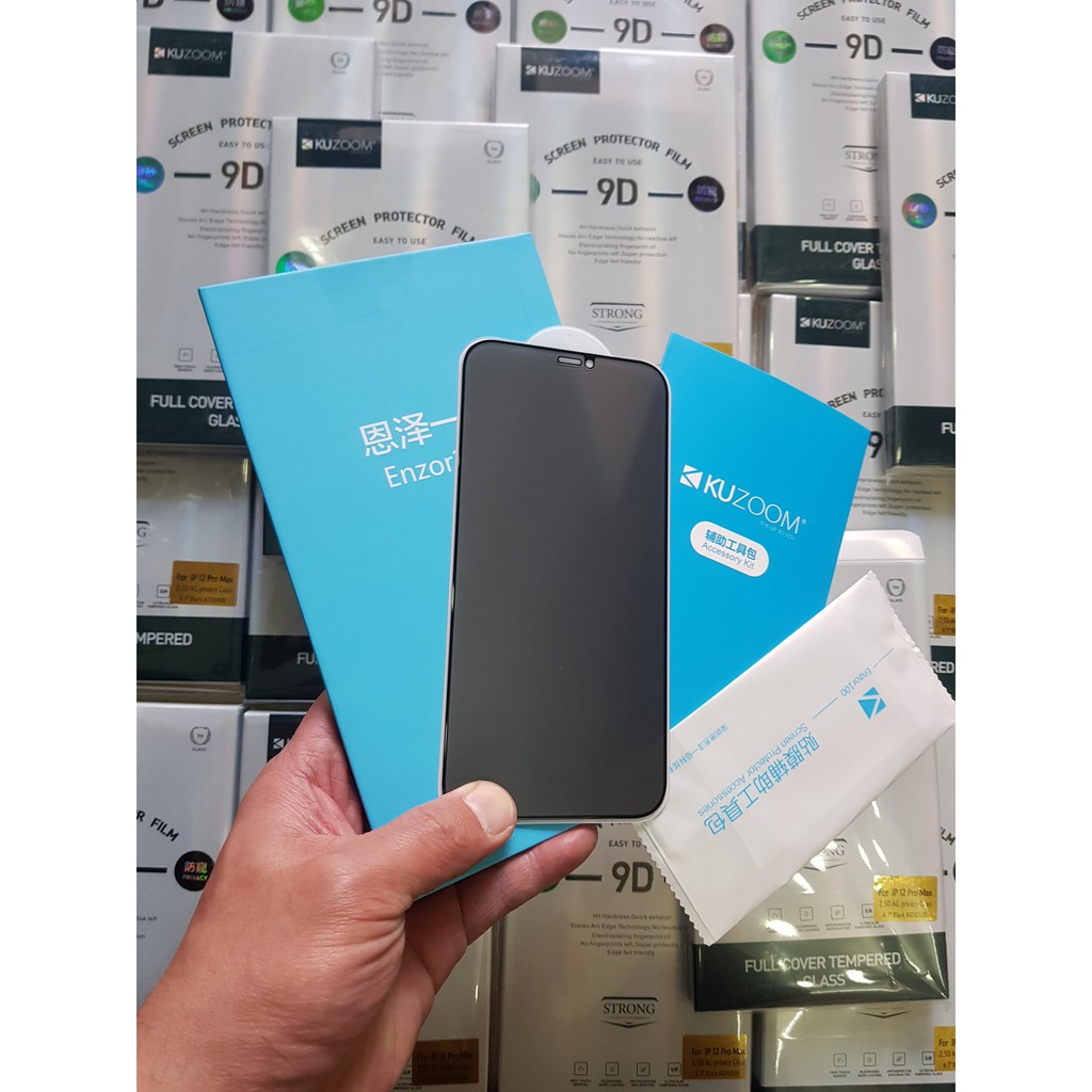 Kính cường lực 2In1 vừa chống NHÌN TRỘM chống VÂN TAY chính hãng  KUZOOM iPhone 12 / 12 mini / 12 promax