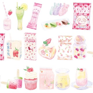 Băng dính washi tape hoạ tiết chủ đề đồ uống hộp