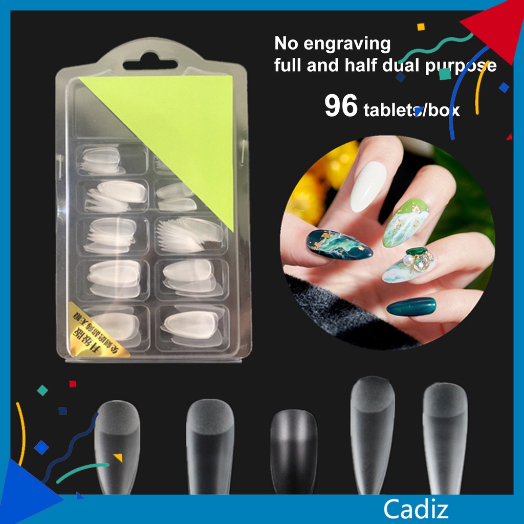 [Hàng mới về] Hộp 96 Móng Tay Giả Siêu Mỏng Trong Suốt Trang Trí Móng Tay Tiện Dụng