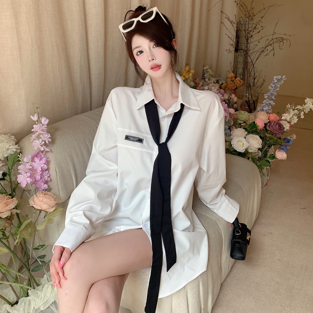 [Mã BTS23 giảm đến 30k đơn 150k] Áo Kiểu Dáng Rộng Phong Cách Cổ Điển Thời Trang Mùa Thu Mới Cho Nữ