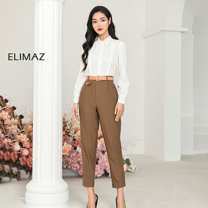 [Thiết kế mới 2021] Áo Sơ mi nữ công sở kiểu tiểu thư phối viền ren cổ sang chảnh Elimaz EA21.003 | BigBuy360 - bigbuy360.vn