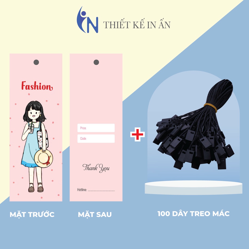 Combo 100 Mác quần áo  + 100 Dây Treo Thẻ Bài - Dây Dù Xâu Tag (Mác) Quần Áo