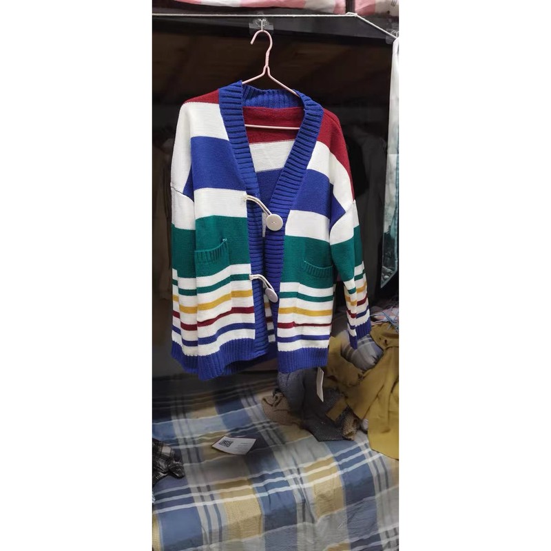 [HÀNG ORDER] Áo khoác cardigan len đan mềm mịn kẻ ngang sặc sỡ màu form rộng (Ảnh thật ở cuối)