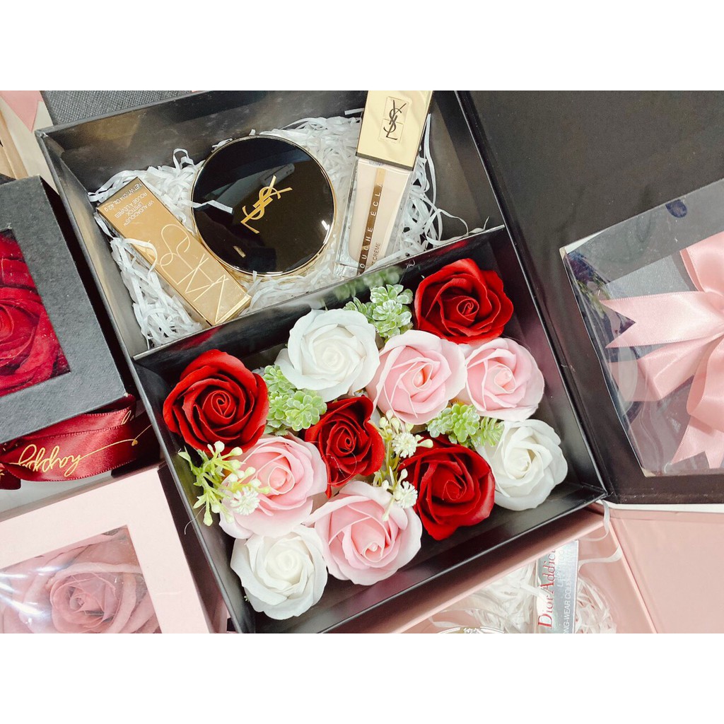 Hộp Quà Chữ Nhật Bóng Kính Hoa Sáp Siêu Xinh | BigBuy360 - bigbuy360.vn