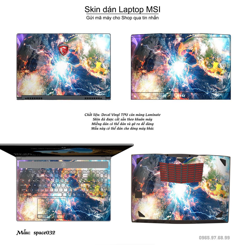 Skin dán Laptop MSI in hình không gian _nhiều mẫu 6 (inbox mã máy cho Shop)