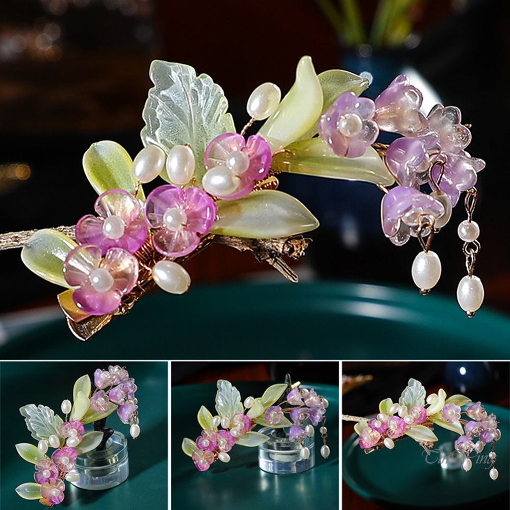 Kẹp tóc GETNOIVAS bằng kim loại thiết kế hoa hồng không phai màu phong cách Trung Hoa