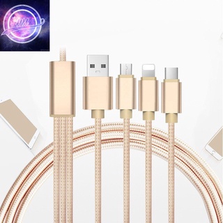 Cáp sạc 3 đầu bọc dù dài 1,2m(microusb + + type-c