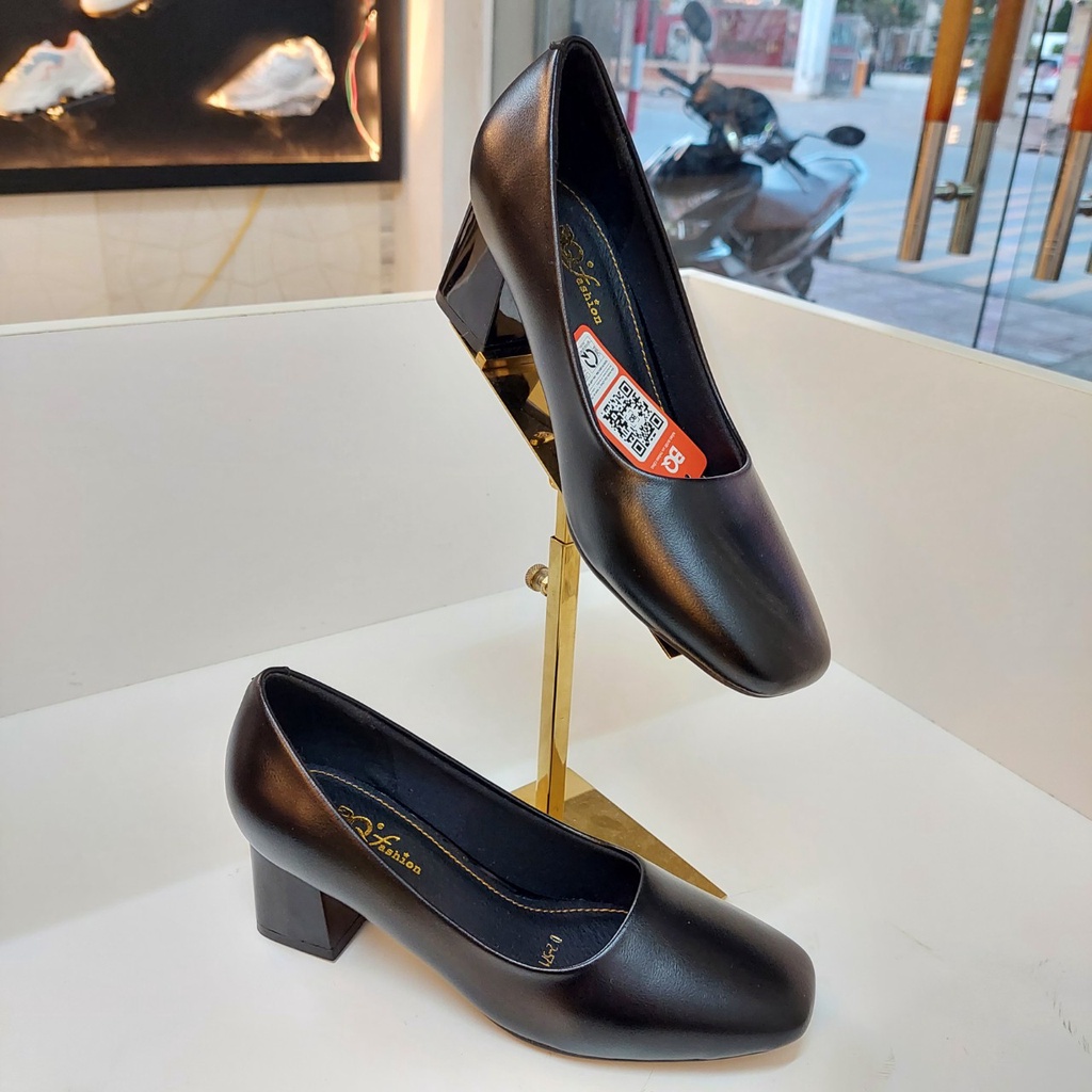 cao gót đế vuông, giày cao gót đế vuông bít mũi, cao 5cm size 35-39