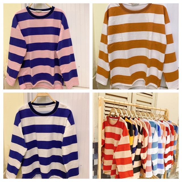 🍑🍑 BEST SELLER: ÁO THUN TAY DÀI SỌC UZZANG CỰC XINH NHIỀU MÀU | BigBuy360 - bigbuy360.vn