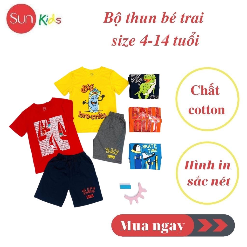 Đồ bộ bé trai, bộ thun bé trai chất cotton, nhiều màu, size đại 4-14 tuổi - SUNKIDS