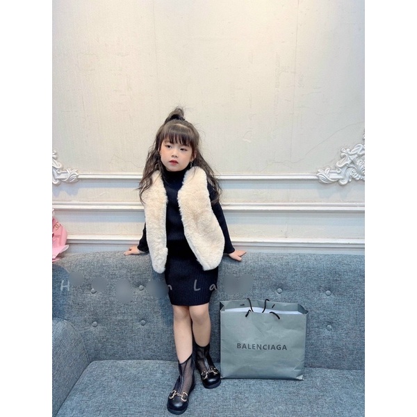 Váy Len body sẻ tà cao cấp cho bé gái 10-22kg Hàng quảng Châu