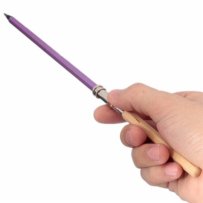 Dụng cụ giữ nối dài bút chì gỗ tiện lợi khi vẽ tranh