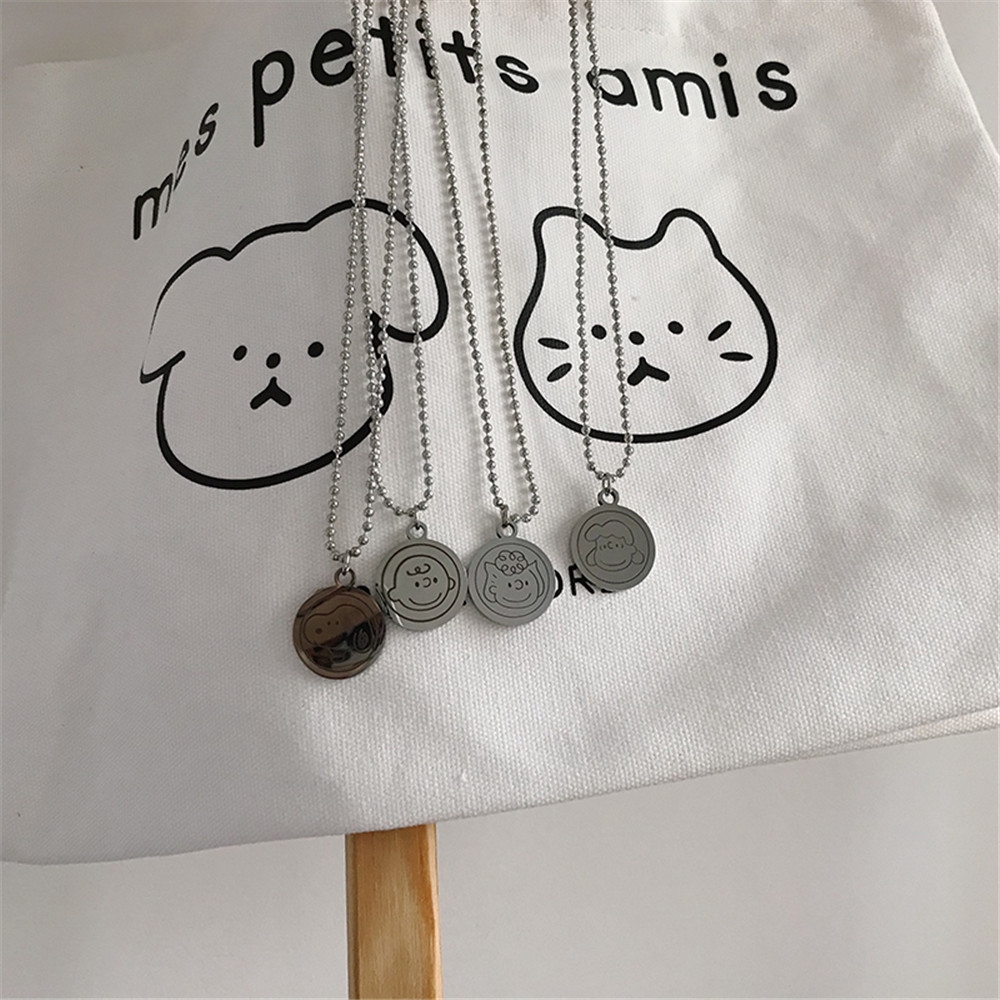 Dây Chuyền Mặt Tròn Hình Snoopy Charlie Dễ Thương Cho Cặp Đôi