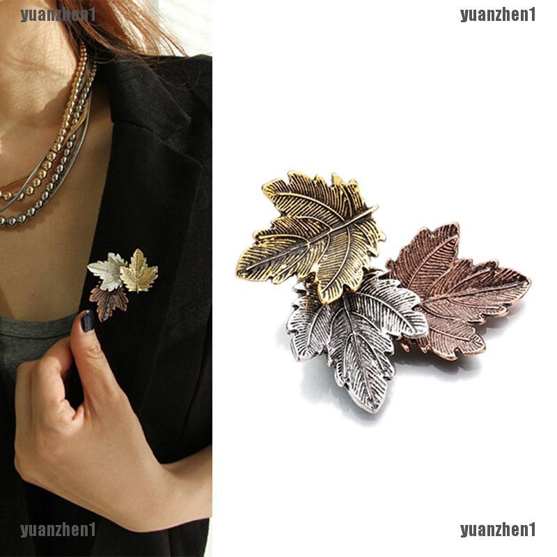Ghim Cài Áo Hình Chiếc Lá Phong Mạ Vàng / Bạc Kiểu Vintage