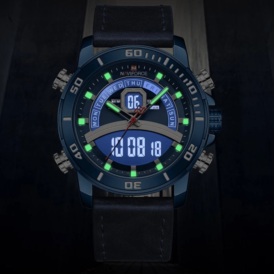 Đồng Hồ Đeo Tay Thạch Anh NAVIFORCE Dây Da Chống Nước Dành Cho Nam