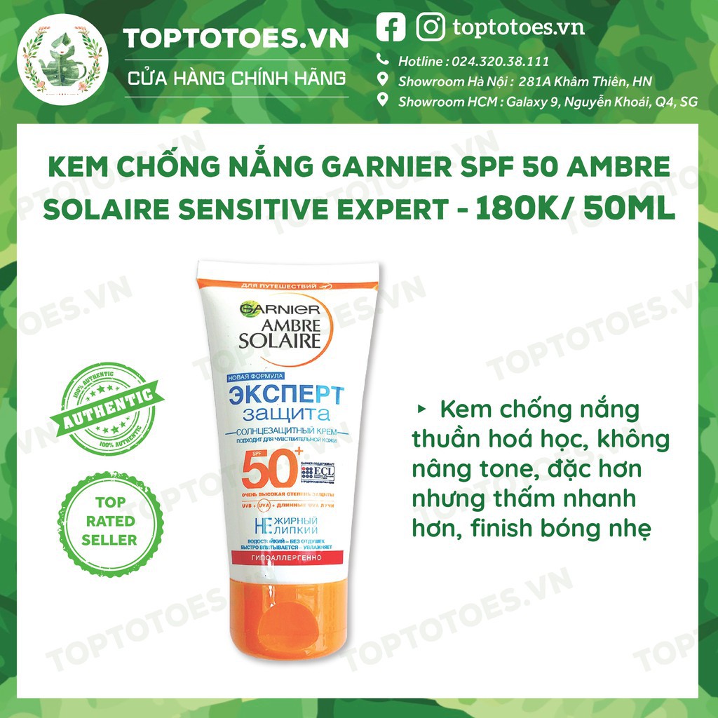 Kem/ Sữa chống nắng Garnier Ambre Solaire SPF 50+ chống nắng phổ rộng & chống nước