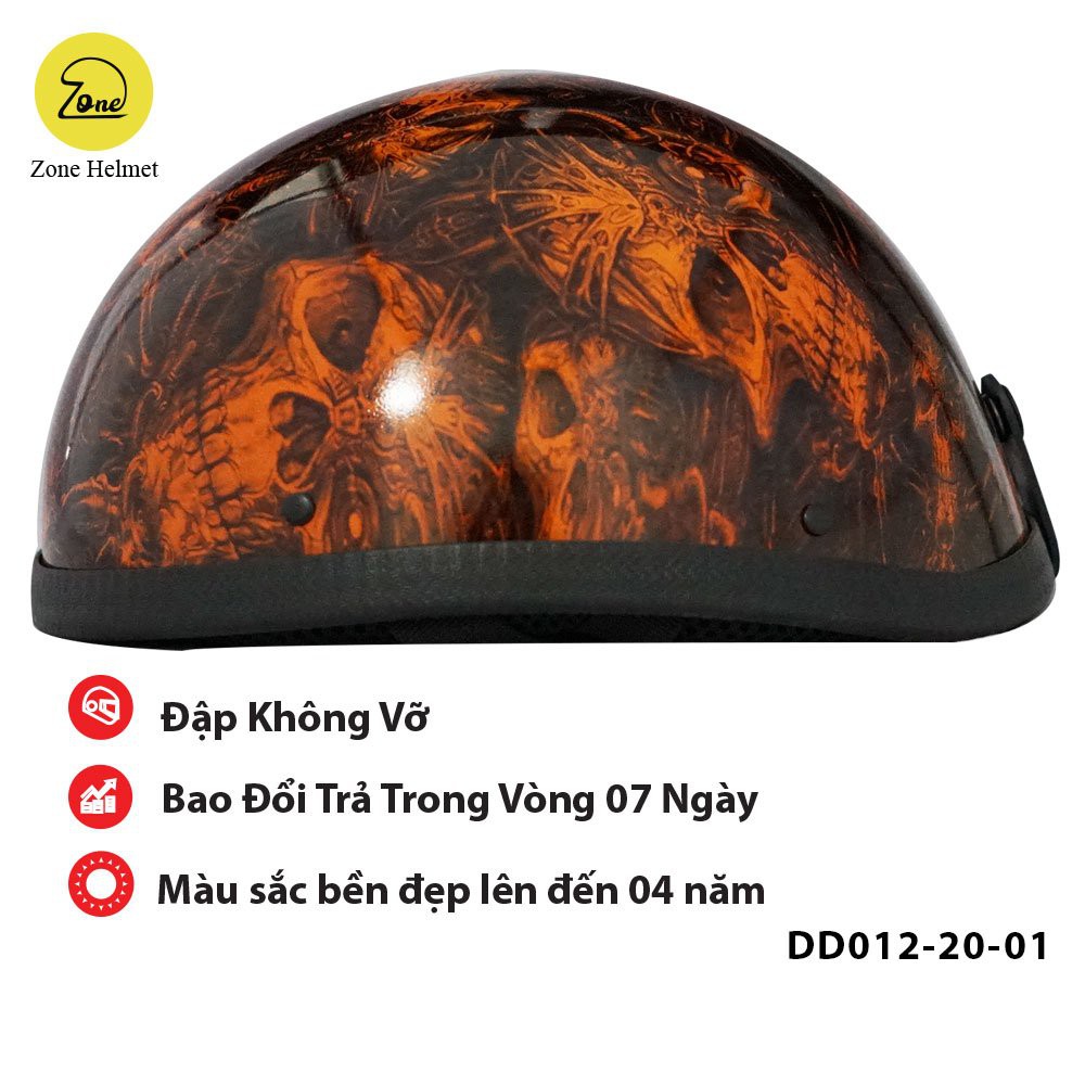 Mũ bảo hiểm 1/2, Nón bảo hiểm nửa đầu sơn nhúng cao cấp chống va đập tốt DD012-20-01