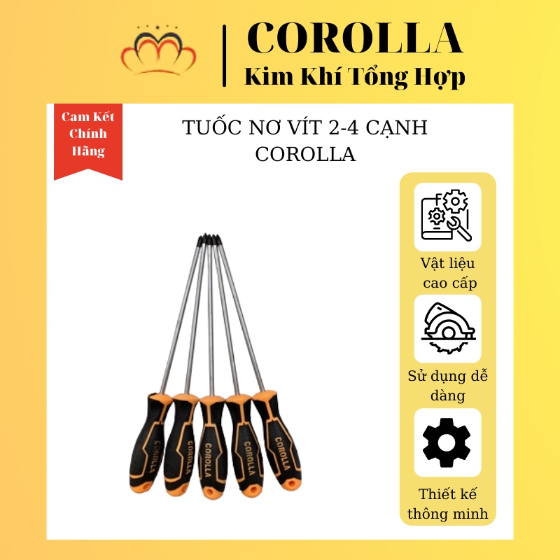 Tuốc nơ vít, tô vít đủ size 2 cạnh 4 cạnh thương hiệu Corolla