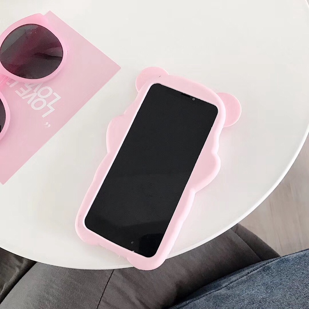 Ốp Điện Thoại Hình Gấu Đeo Nơ 3D Cho Samsung Galaxy A02 A02s A50 A30 A20 A30s A50s A9 2018 J6 J4 2018 J4Plus J6Plus