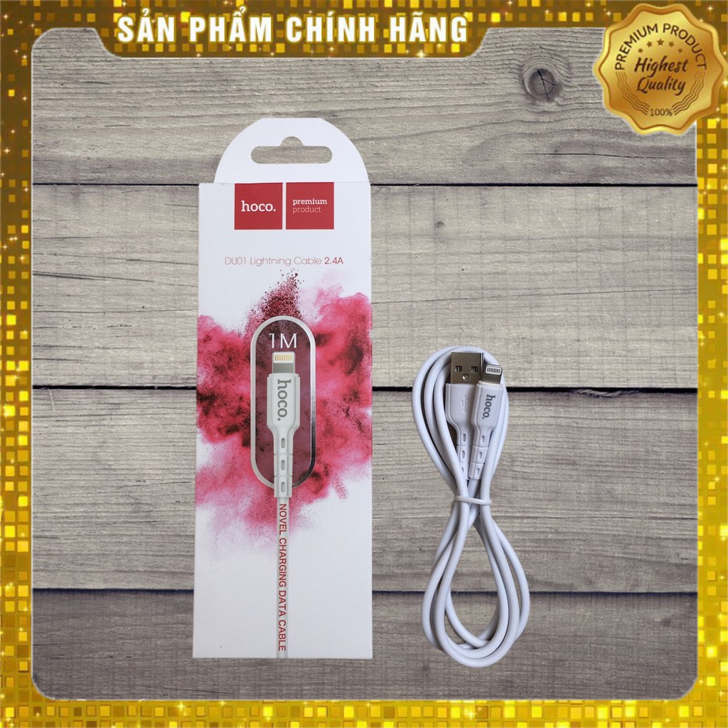 Dây cáp sạc iphone hoco du01 chân type-c/Light/Micro usb - dài 1m - dây sạc iphone bảo hành 6 tháng [ FULL BOX ]