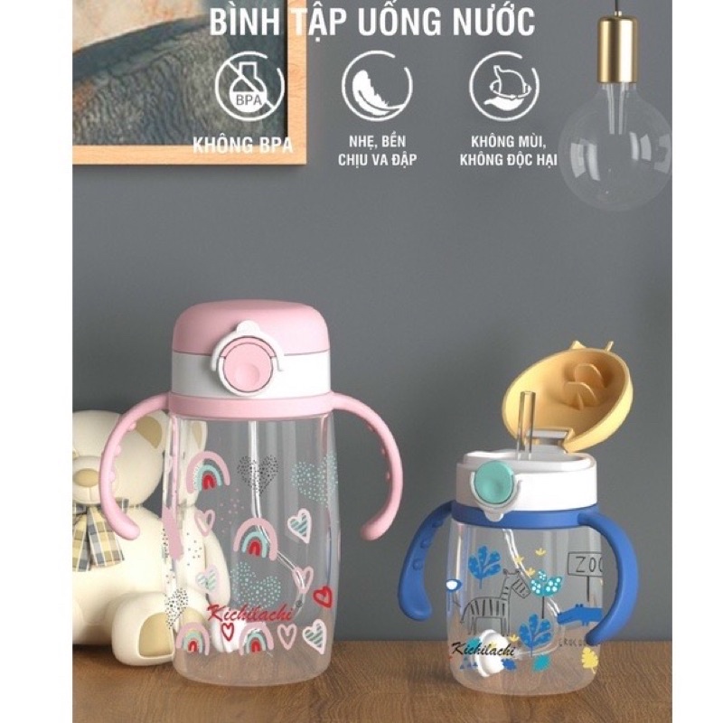 Bình Uống Nước Kichilachi 350ml Cho Bé Nhựa PP An Toàn bộ