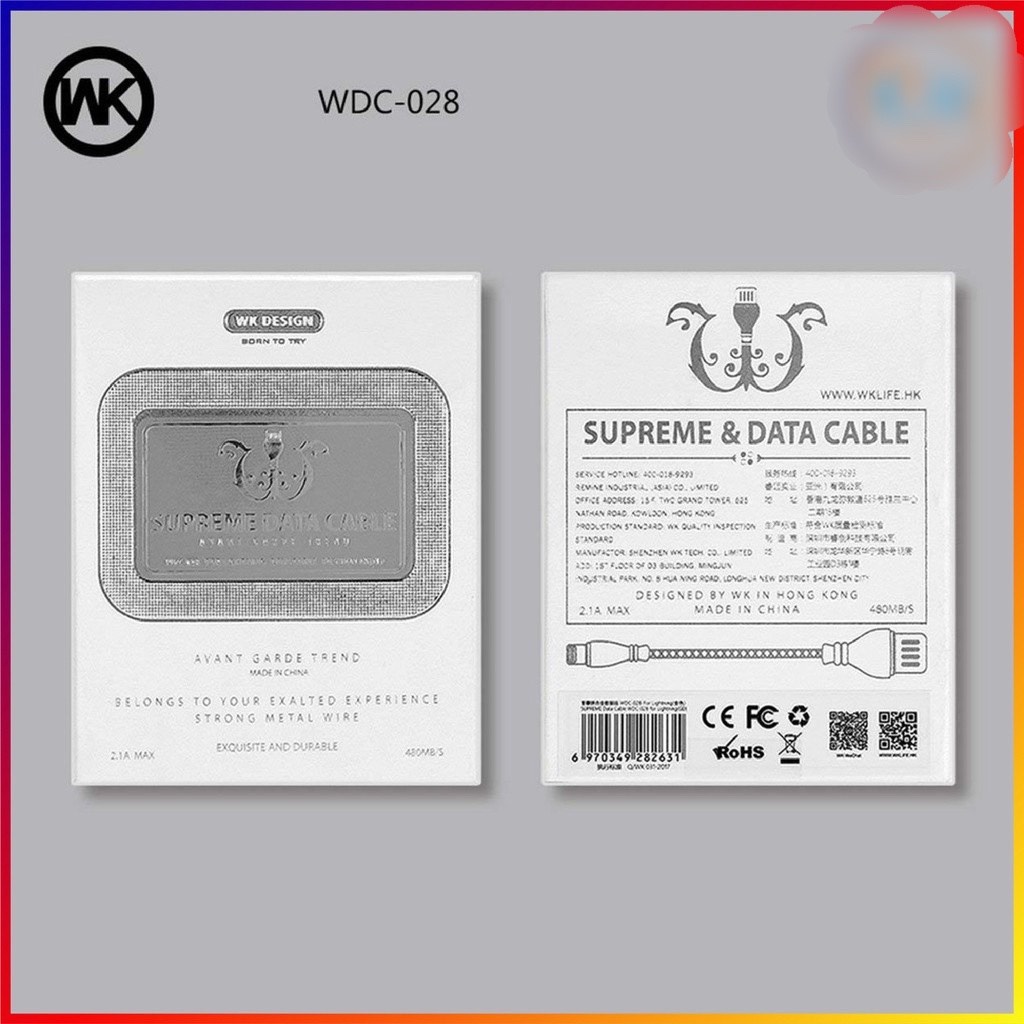 [SẠC NHANH] DÂY CÁP SẠC NHANH BỌC THÉP SIÊU BỀN WDC 028 - WK DESIGN CHÍNH HÃNG IP 5 6 7 8 X XS XR 11 12 PRO MAX MINI
