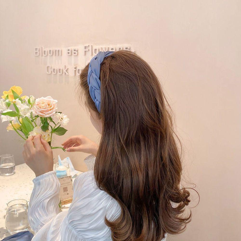 Băng Đô Cài Tóc Bản Rộng Màu Trơn Không Trượt Thời Trang Hàn Quốc Cho Nữ