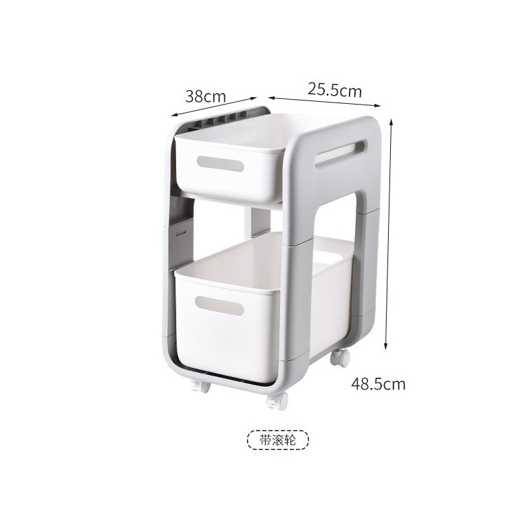 Kệ nhưạ hai tầng có bánh xe hộc kéo lưu trữ đồ  -HyHy Home Decor