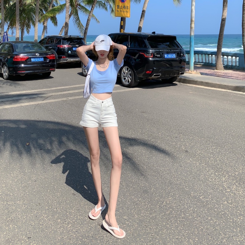 Quần Short Nữ Jeans Denim Lưng Cao Thời Trang Hàn | BigBuy360 - bigbuy360.vn