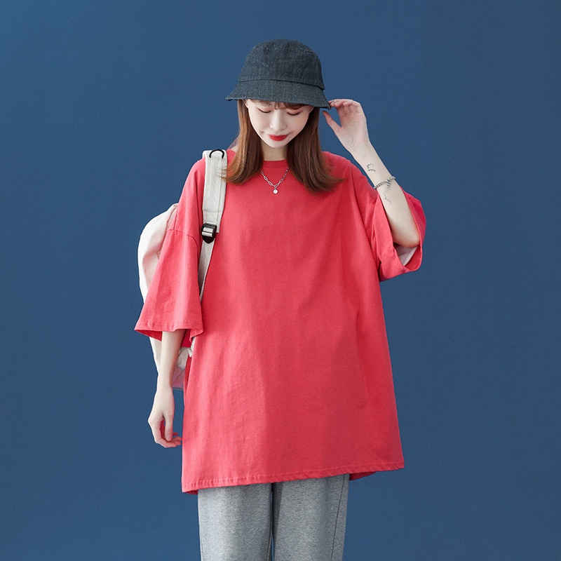 Áo thun IFNICEFUTURE bằng cotton màu trơn tay ngắn dáng rộng thời trang cho nam nữ