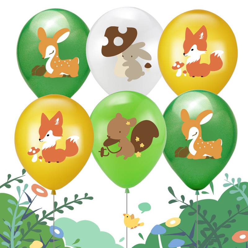 Rabbit Squirrel Fox Jungle Động vật Bóng cao su Set Trẻ em Sắp xếp trang trí tiệc sinh nhật