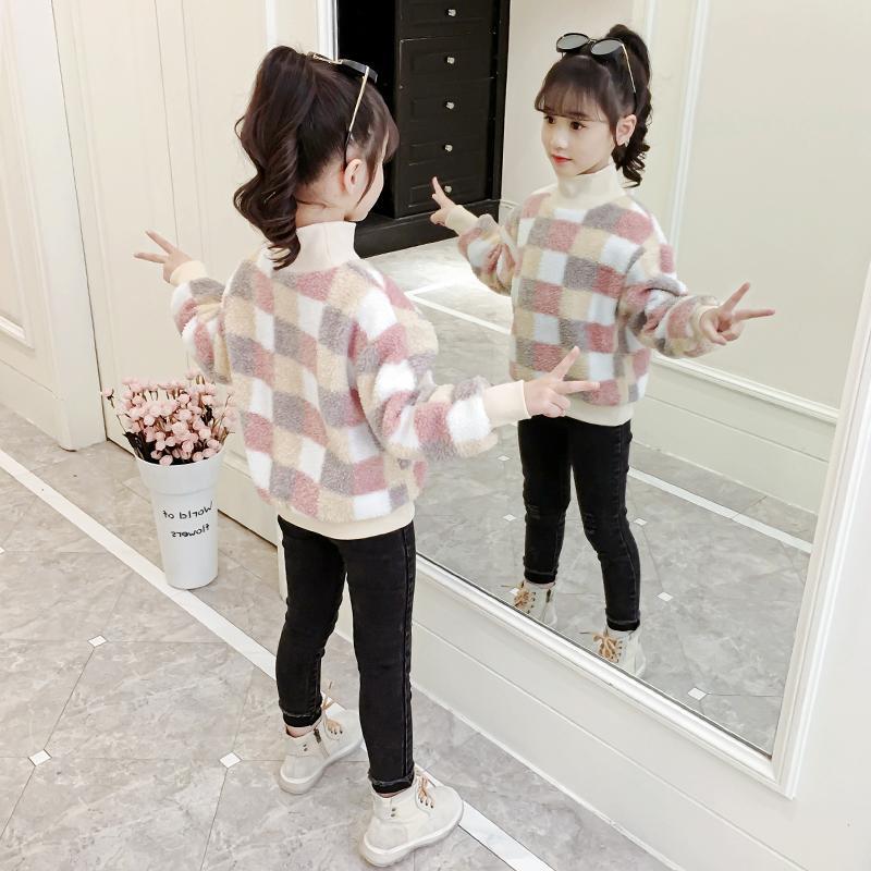 Áo sweater lông cừu dày ba lớp ấm áp cho bé trai và bé gái