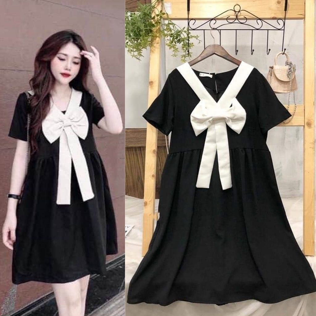 [Siêu sale]Váy bầu đầm bầu  nơ ngực ☘️chất lụa Hàn mát mềm mịnthiết kế sang chảnh