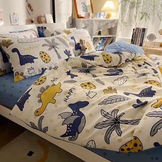 Chăn Ga Gối Cotton Living 💝 FREESHIP 💝 Bộ Chăn Ga Cotton 100% "Khủng Long " nhập khẩu 4 món